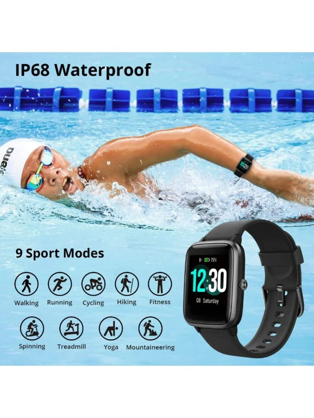 Smartwatch for Men & Women - 1.8” Ultra-HD Display, Fitness Tracker, Waterproof